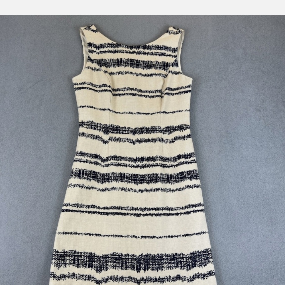 Banana Republic navy and White Sheath Dress Sleeveless Square Neck